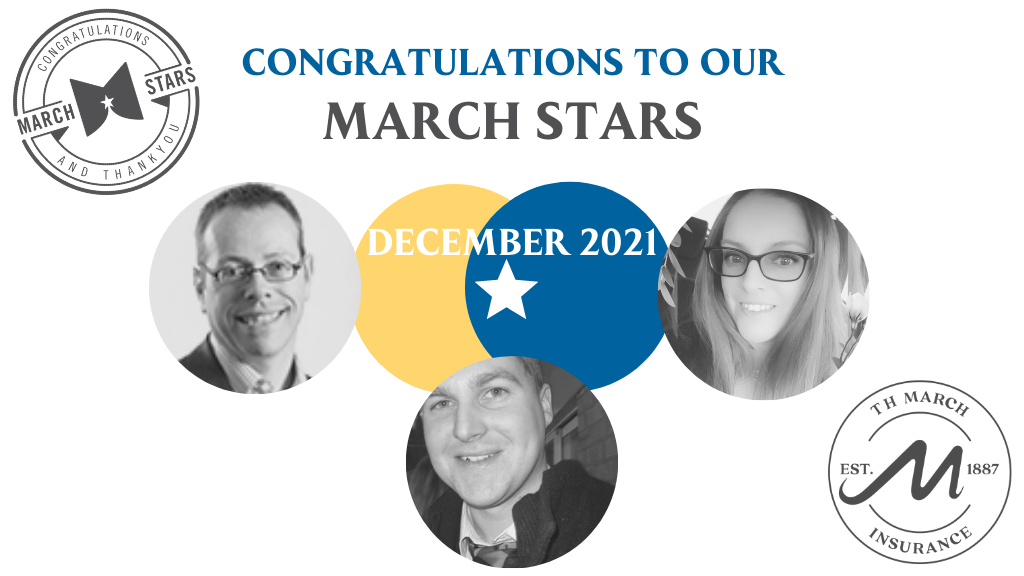 Congratulations to our March Star Winners for December 2021