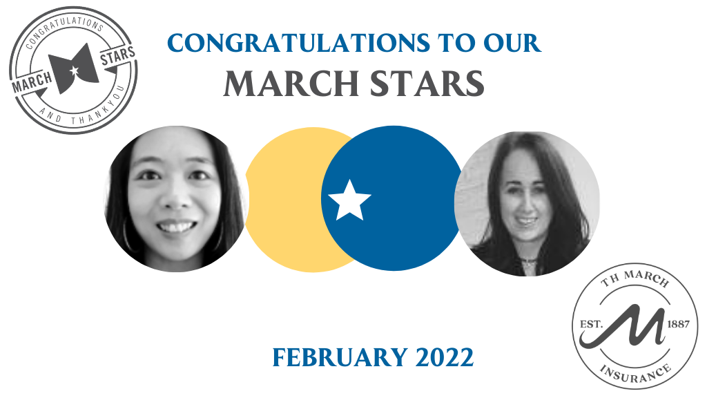 Congratulations to our March Star Winners for February 2022